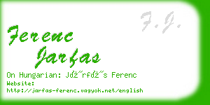 ferenc jarfas business card